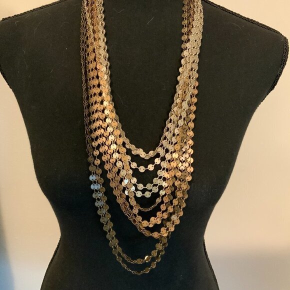 Chico's Distressed Mixed Metals Layered Multi Strands Necklace - Picture 2 of 5